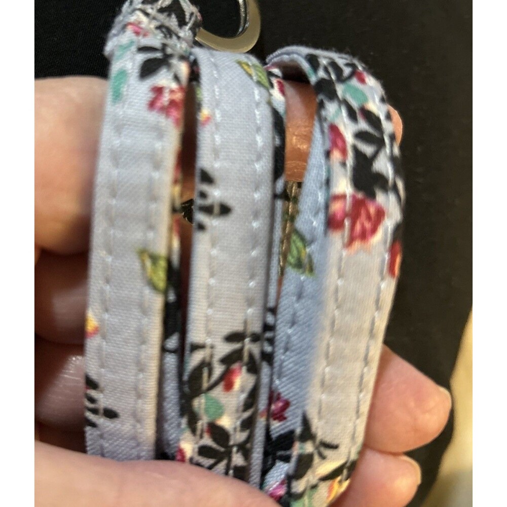 Vera Bradley Lanyard Keychain Necklace Hedgehog Wild NWT Light Blue Grey Floral